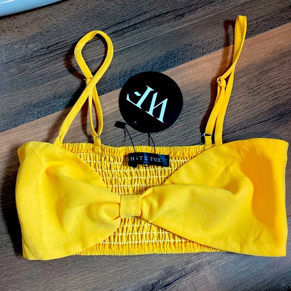 Yellow White Fox Crop Top - Picture 1 of 2